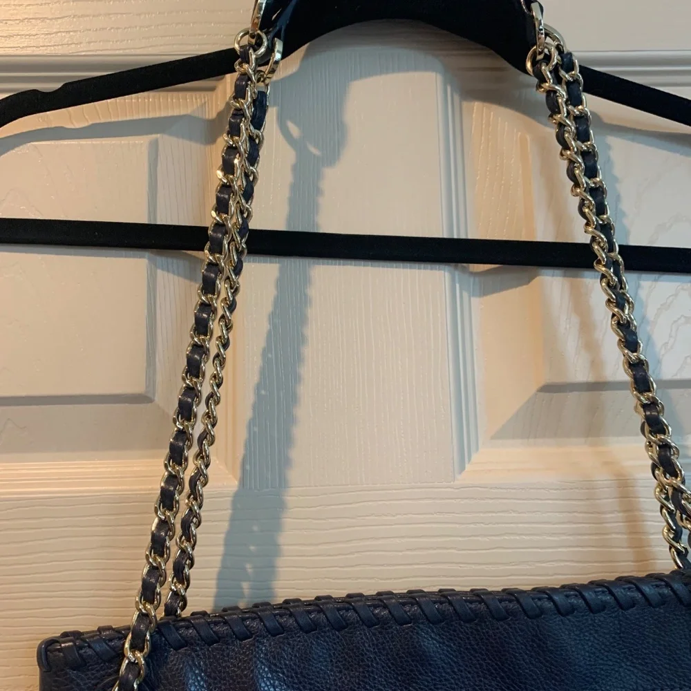 Tory Burch Navy Blue Leather Shoulder Handbag